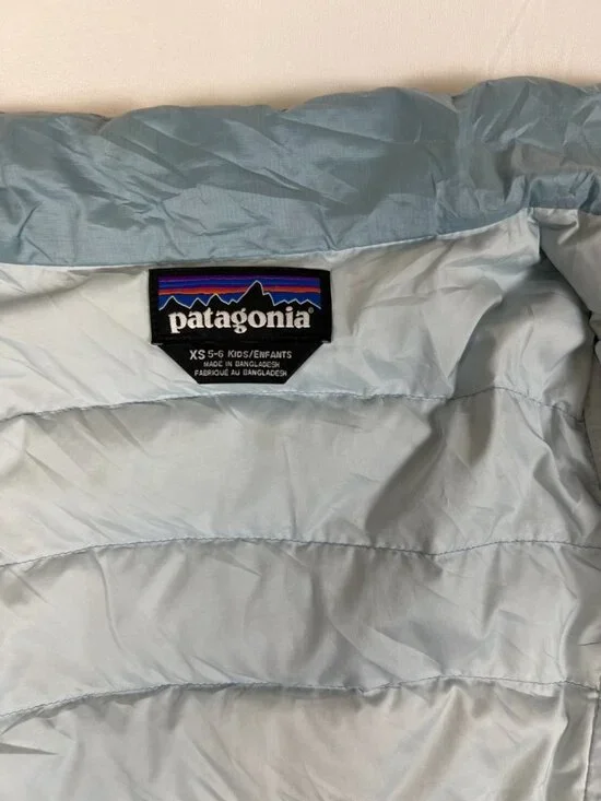 Patagonia Girls XS 5-6 Blue Down Sweater Full Zip Puffer Jacket - Picture 3 of 7